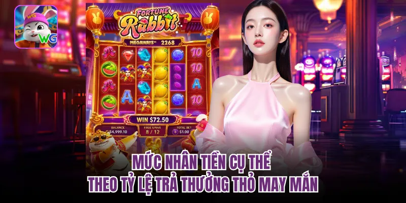 Mức nhân tiền cụ thể theo tỷ lệ trả thưởng thỏ may mắn